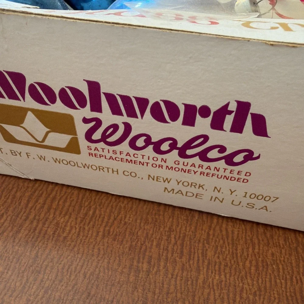 Vtg MCM Woolworth Woolco Multi Colored Glass Ornaments 15 In Box
